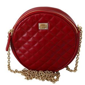 D&G Red GLAM Round Shoulder Mini Crossbody